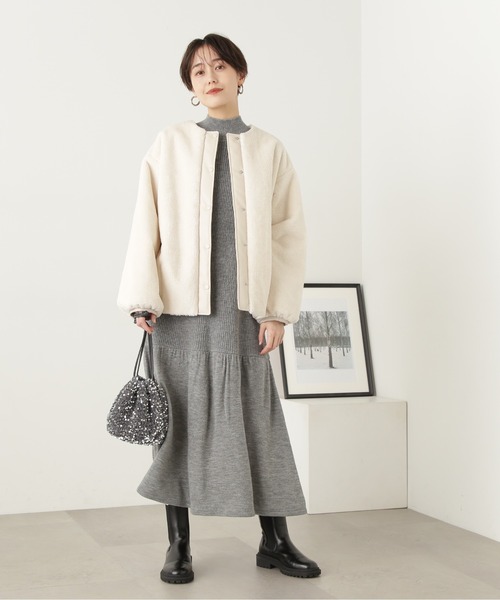 N.（N. Natural Beauty Basic）（エヌエヌナチュラルビューティーベーシック）の「◆ティアードニットワンピース（ワンピース・レディース・ブラック/杢グレー・MEDIUM）」の14枚目の写真