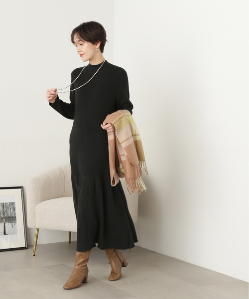 N.（N. Natural Beauty Basic）（エヌエヌナチュラルビューティーベーシック）の「◆ティアードニットワンピース（ワンピース・レディース・ブラック/杢グレー・MEDIUM）」の5枚目の写真