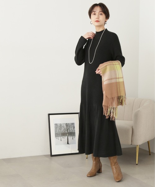 N.（N. Natural Beauty Basic）（エヌエヌナチュラルビューティーベーシック）の「◆ティアードニットワンピース（ワンピース・レディース・ブラック/杢グレー・MEDIUM）」の6枚目の写真