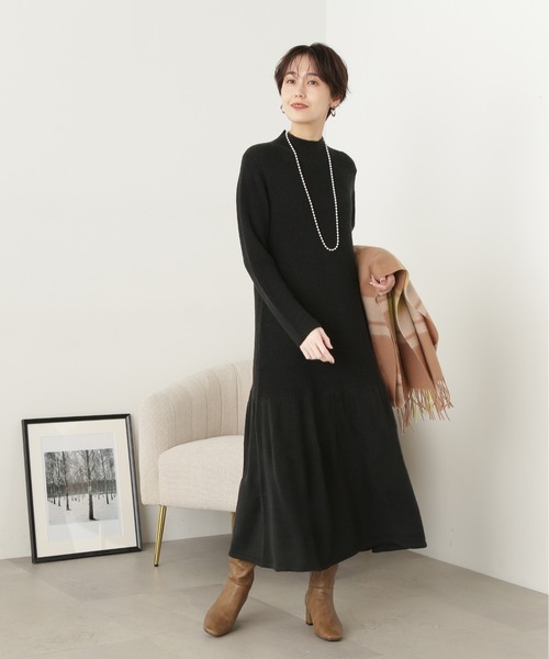 N.（N. Natural Beauty Basic）（エヌエヌナチュラルビューティーベーシック）の「◆ティアードニットワンピース（ワンピース・レディース・ブラック/杢グレー・MEDIUM）」の7枚目の写真