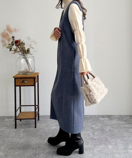 fredy emue（フレディエミュ）の「ボアトート2wayショルダートートバッグ（トートバッグ・レディース・アイボリー/グレー・FREE）」の6枚目の写真