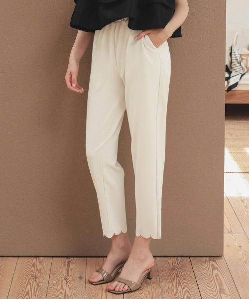 DONOBAN（ドノバン）の「裾スカラップパンツ（スラックス・レディース・ブラック/ネイビー/グレー/アイボリー・LONG/SHORT/MEDIUM）」の2枚目の写真