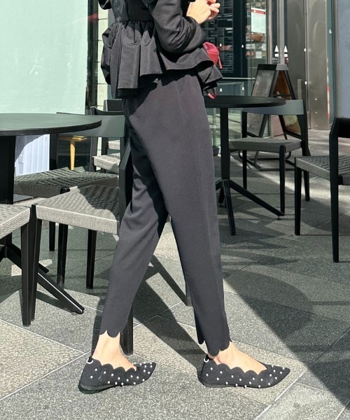DONOBAN（ドノバン）の「裾スカラップパンツ（スラックス・レディース・ブラック/ネイビー/グレー/アイボリー・LONG/SHORT/MEDIUM）」の6枚目の写真