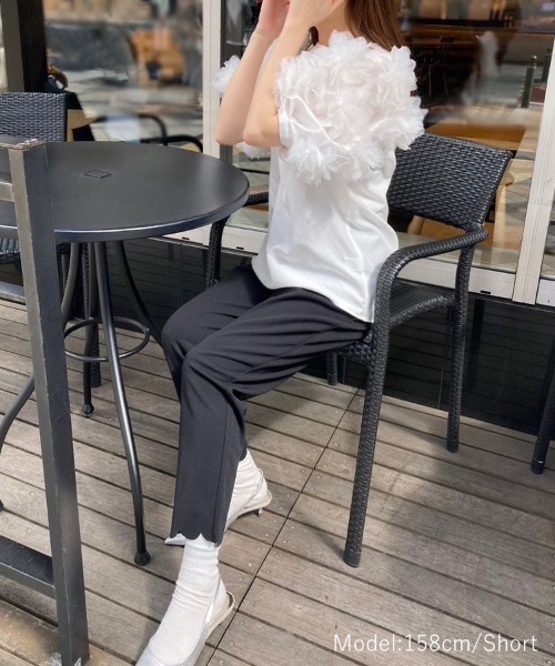 DONOBAN（ドノバン）の「裾スカラップパンツ（スラックス・レディース・ブラック/ネイビー/グレー/アイボリー・LONG/SHORT/MEDIUM）」の18枚目の写真