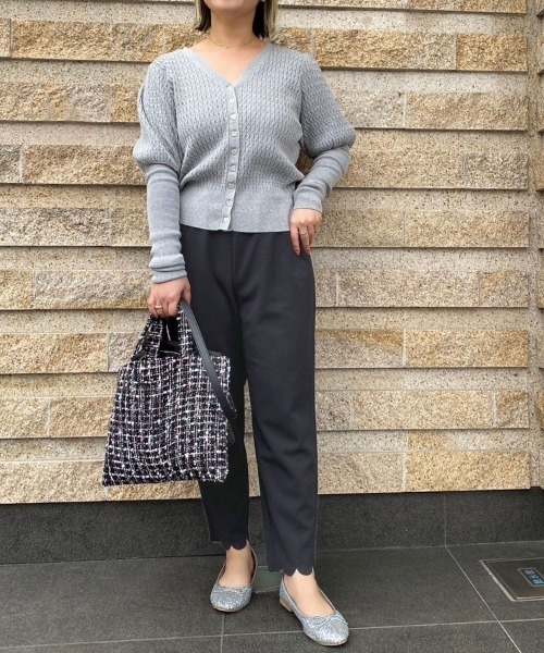 DONOBAN（ドノバン）の「裾スカラップパンツ（スラックス・レディース・ブラック/ネイビー/グレー/アイボリー・LONG/SHORT/MEDIUM）」の21枚目の写真