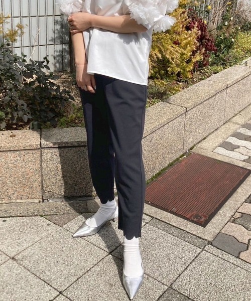 DONOBAN（ドノバン）の「裾スカラップパンツ（スラックス・レディース・ブラック/ネイビー/グレー/アイボリー・LONG/SHORT/MEDIUM）」の19枚目の写真