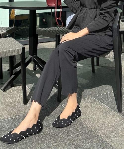 DONOBAN（ドノバン）の「裾スカラップパンツ（スラックス・レディース・ブラック/ネイビー/グレー/アイボリー・LONG/SHORT/MEDIUM）」の9枚目の写真