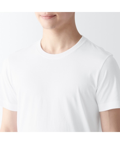 無印良品（ムジルシリョウヒン）の「紳士　脇に縫い目のない　２枚組　クルーネック半袖Ｔシャツ（インナーウェア/肌着・メンズ・ホワイト/ブラック・XS/XL/S/M/L）」の6枚目の写真
