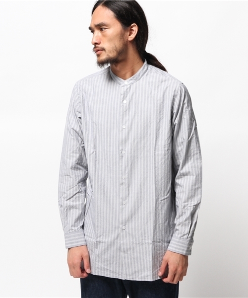 ivory court（アイボリーコート）の「ブルーストライプ バンドカラーシャツ◆（シャツ/ブラウス・メンズ・ホワイト/ブルー・36/38/40）」の14枚目の写真