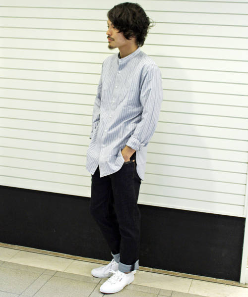 ivory court（アイボリーコート）の「ブルーストライプ バンドカラーシャツ◆（シャツ/ブラウス・メンズ・ホワイト/ブルー・36/38/40）」の13枚目の写真