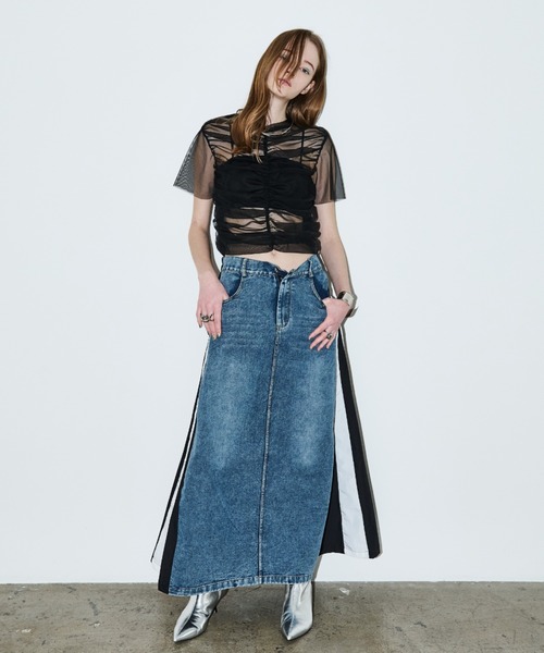 AIC.（エーアイシー）の「デニムリメイクロングスカート（スカート