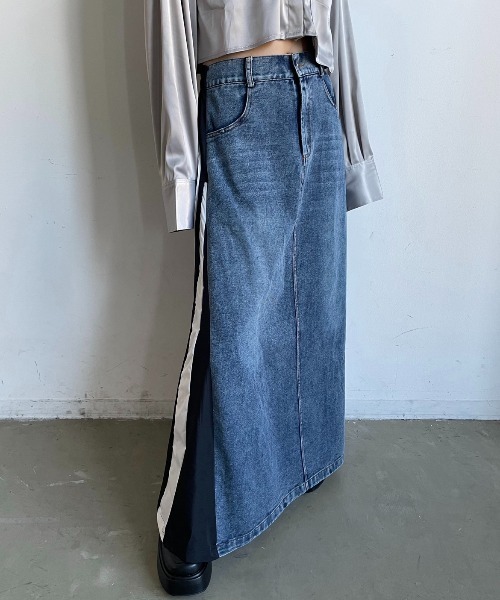 AIC. エーアイシー デニムリメイクロングスカート ブルー AIC. エーアイシー デニムリメイクロングスカート ブルー - メルカリ