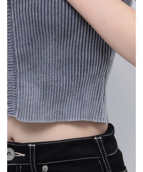 GYDA（ジェイダ）の「ハーフスリーブブリーチ Wファスナーリブニットトップス（Tシャツ/カットソー・レディース・ネイビー/ベージュ/オフホワイト・FREE）」の22枚目の写真