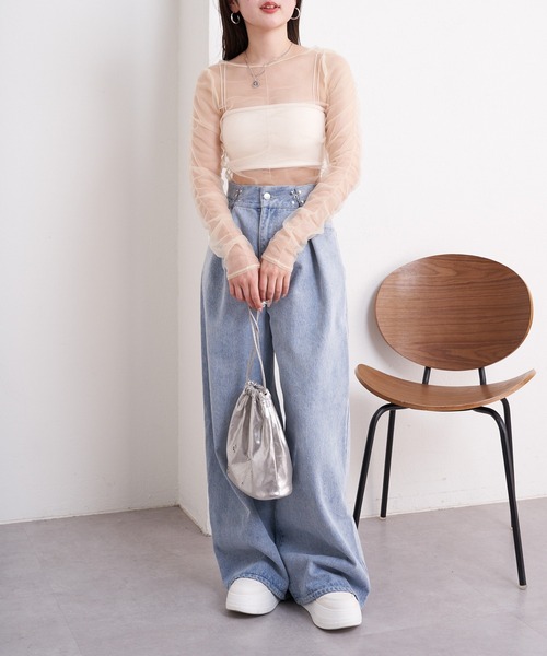Chico(チコ)の「【2サイズ展開/2024SS】パット付バックデザインベアトップ(キャミソール・レディース・ブラック/ライトベージュ/グレー/ホワイト・0/1)」の8枚目の写真