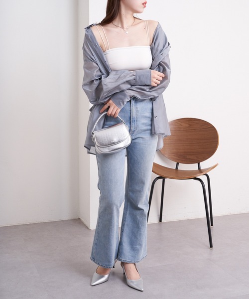 Chico(チコ)の「【2サイズ展開/2024SS】パット付バックデザインベアトップ(キャミソール・レディース・ブラック/ライトベージュ/グレー/ホワイト・0/1)」の16枚目の写真