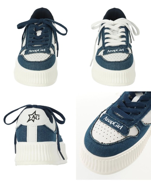 ANAP GｉRL（アナップガール）の「デニムキリカエスニーカー（スニーカー・キッズ・ブルー・S/M/L）」の3枚目の写真