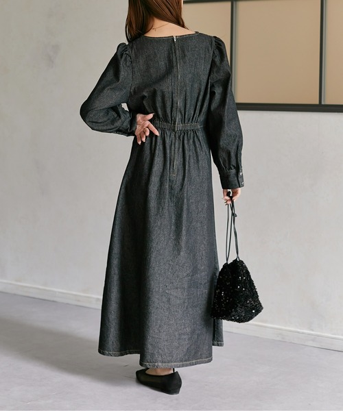 Thevon（ゼボン）の「ウエストタックシェイプワンピース（ワンピース・レディース・アイボリー/ブラック/ネイビー・MEDIUM/TM）」の9枚目の写真