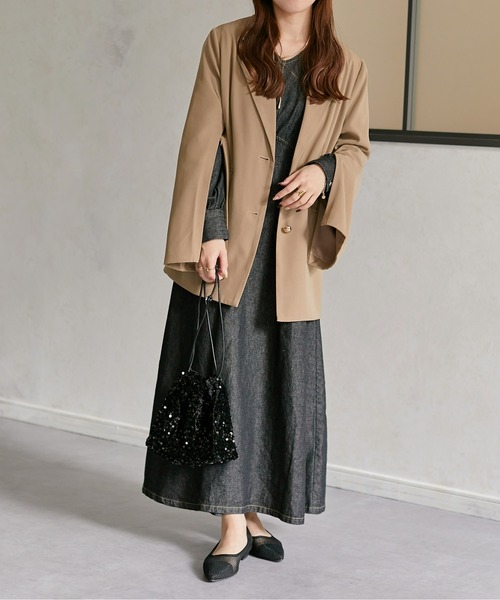 Thevon（ゼボン）の「ウエストタックシェイプワンピース（ワンピース・レディース・アイボリー/ブラック/ネイビー・MEDIUM/TM）」の16枚目の写真