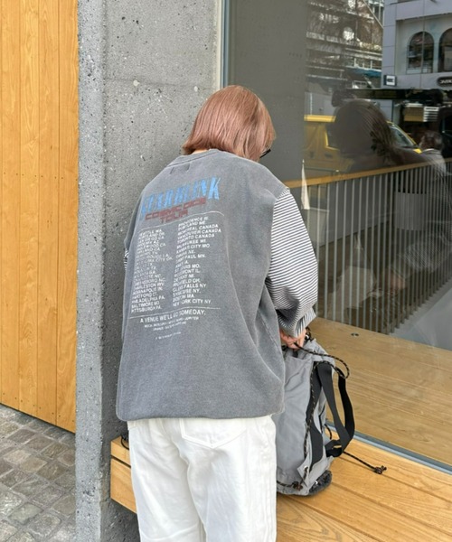 SOUNDSGOOOOD（サウンズグッド）の「【SOUNDS GOOOOD / サウンズグッド】ヴィンテージライクプリントスウェットベスト（ベスト・メンズ・チャコールグレー/グレイッシュベージュ・ONE SIZE）」の7枚目の写真