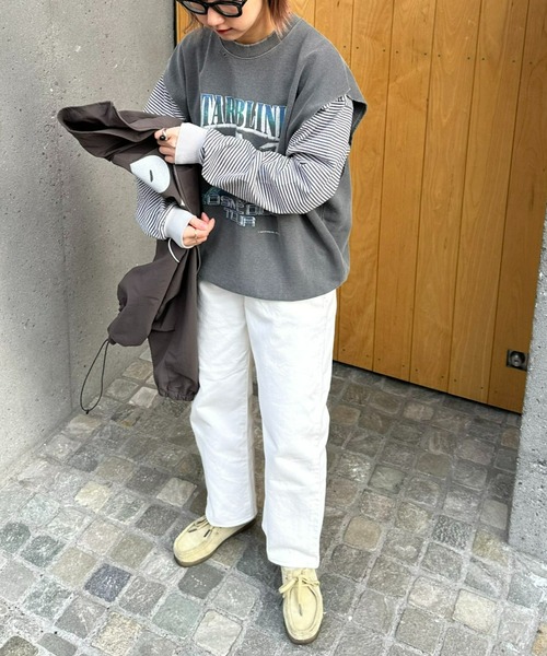 SOUNDSGOOOOD（サウンズグッド）の「【SOUNDS GOOOOD / サウンズグッド】ヴィンテージライクプリントスウェットベスト（ベスト・メンズ・チャコールグレー/グレイッシュベージュ・ONE SIZE）」の5枚目の写真