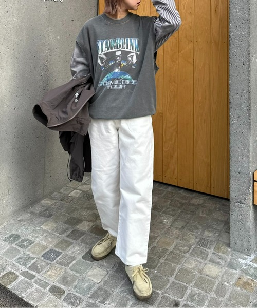 SOUNDSGOOOOD（サウンズグッド）の「【SOUNDS GOOOOD / サウンズグッド】ヴィンテージライクプリントスウェットベスト（ベスト・メンズ・チャコールグレー/グレイッシュベージュ・ONE SIZE）」の4枚目の写真