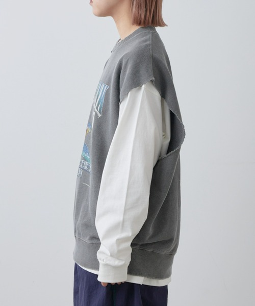 SOUNDSGOOOOD（サウンズグッド）の「【SOUNDS GOOOOD / サウンズグッド】ヴィンテージライクプリントスウェットベスト（ベスト・メンズ・チャコールグレー/グレイッシュベージュ・ONE SIZE）」の15枚目の写真