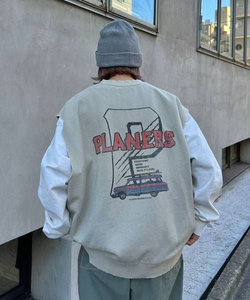 SOUNDSGOOOOD（サウンズグッド）の「【SOUNDS GOOOOD / サウンズグッド】ヴィンテージライクプリントスウェットベスト（ベスト・メンズ・チャコールグレー/グレイッシュベージュ・ONE SIZE）」の10枚目の写真