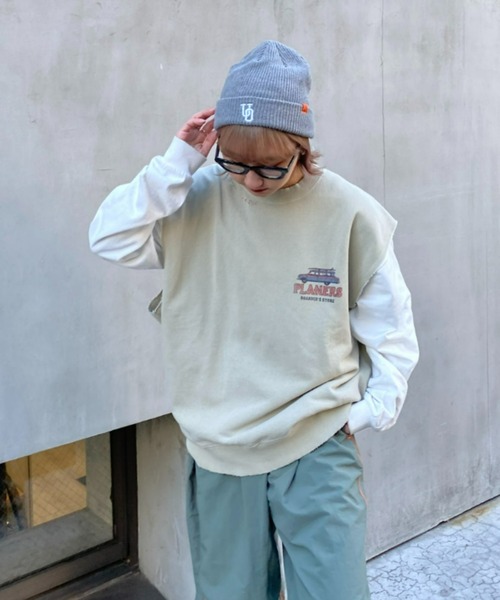 SOUNDSGOOOOD（サウンズグッド）の「【SOUNDS GOOOOD / サウンズグッド】ヴィンテージライクプリントスウェットベスト（ベスト・メンズ・チャコールグレー/グレイッシュベージュ・ONE SIZE）」の9枚目の写真