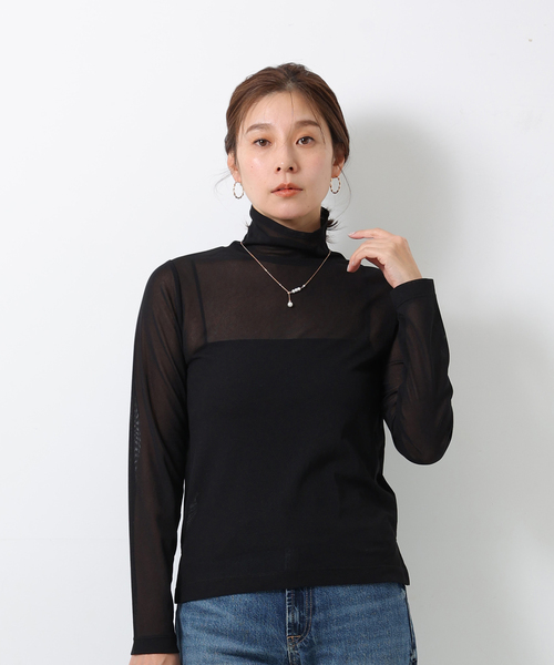 ONE'S TRUE(ワンズトゥルー)の「シアーハイネックインナー(Tシャツ/カットソー・レディース・ブラック/オフホワイト・M/L)」の3枚目の写真