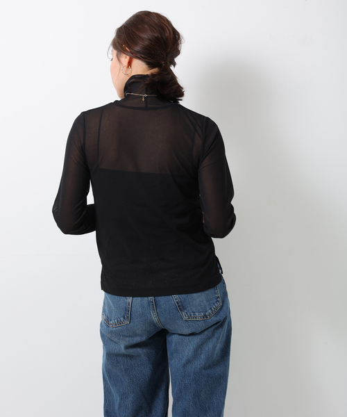 ONE'S TRUE(ワンズトゥルー)の「シアーハイネックインナー(Tシャツ/カットソー・レディース・ブラック/オフホワイト・M/L)」の6枚目の写真