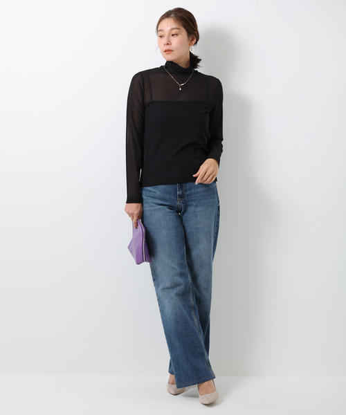 ONE'S TRUE(ワンズトゥルー)の「シアーハイネックインナー(Tシャツ/カットソー・レディース・ブラック/オフホワイト・M/L)」の12枚目の写真