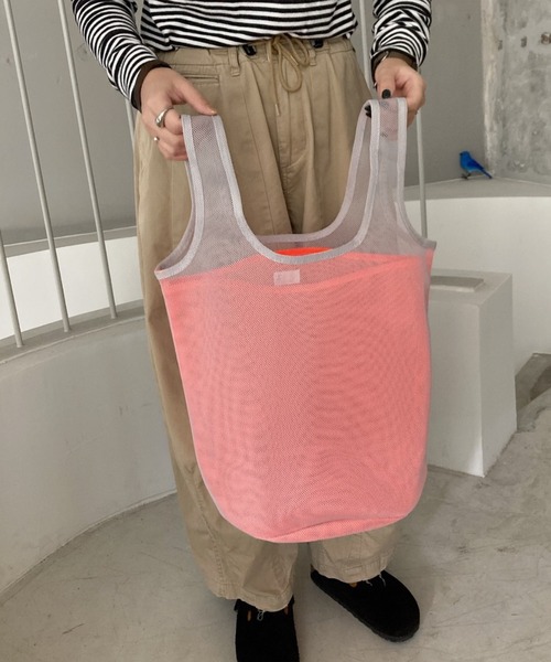 EARTH MADE(アースメイド)の「2 LAYERS TOTE(トートバッグ・レディース・ホワイト/ライトグレー系2/グレー系1/ベージュ系2/ライトブルー/ライトグレー系1/ベージュ系1/グレー系2・FREE)」の11枚目の写真