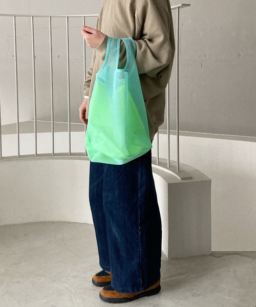 EARTH MADE(アースメイド)の「2 LAYERS TOTE(トートバッグ・レディース・ホワイト/ライトグレー系2/グレー系1/ベージュ系2/ライトブルー/ライトグレー系1/ベージュ系1/グレー系2・FREE)」の10枚目の写真