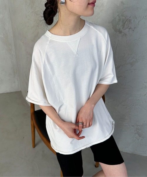 feepur(フェピュール)の「ミニ裏毛ラグランルーズTee(Tシャツ/カットソー・レディース・グレー/オフホワイト/ブラック/オートミール・MEDIUM)」の1枚目の写真