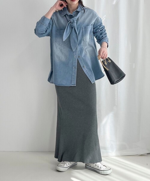 fredy emue（フレディエミュ）の「【選べるスカート丈】シーズンレスニットスカート（スカート・レディース・グレー/ブラック・38/36）」の18枚目の写真