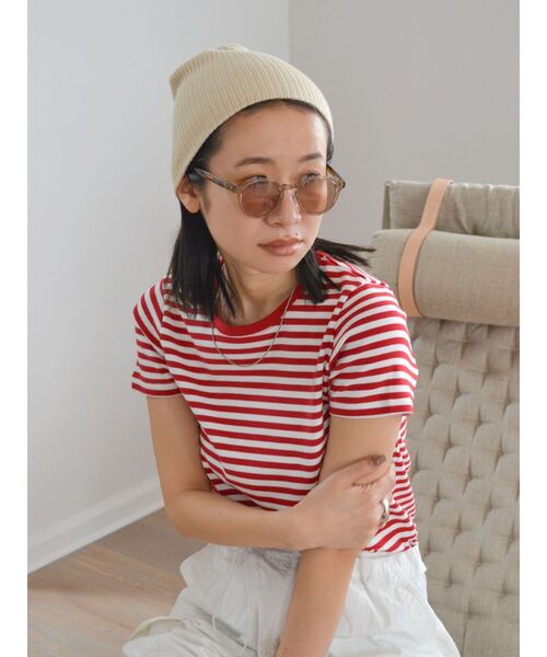 Ungrid（アングリッド）の「カラーフィットボーダーTee（Tシャツ/カットソー・レディース・レッド/チャコールグレー・FREE）」の9枚目の写真