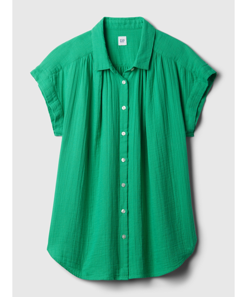 新品未使用【GAP】クリンクルガーゼ シャツ シンプルグリーン XS セール】クリンクルガーゼ シャツ（シャツ/ブラウス）｜GAP