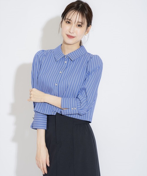 SWINGLE（スウィングル）の「ラインストーン釦ショート丈シャツブラウス（シャツ/ブラウス・レディース・オフホワイト/ブルー系その他/ホワイト系その他・FREE）」の16枚目の写真