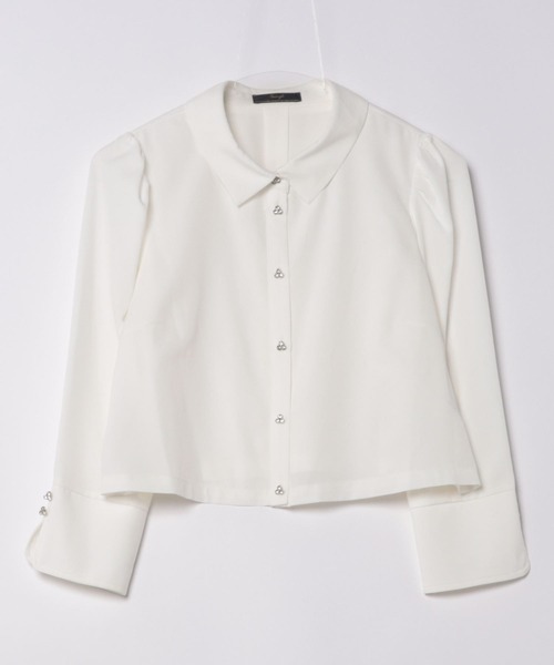 SWINGLE（スウィングル）の「ラインストーン釦ショート丈シャツブラウス（シャツ/ブラウス・レディース・オフホワイト/ブルー系その他/ホワイト系その他・FREE）」の17枚目の写真