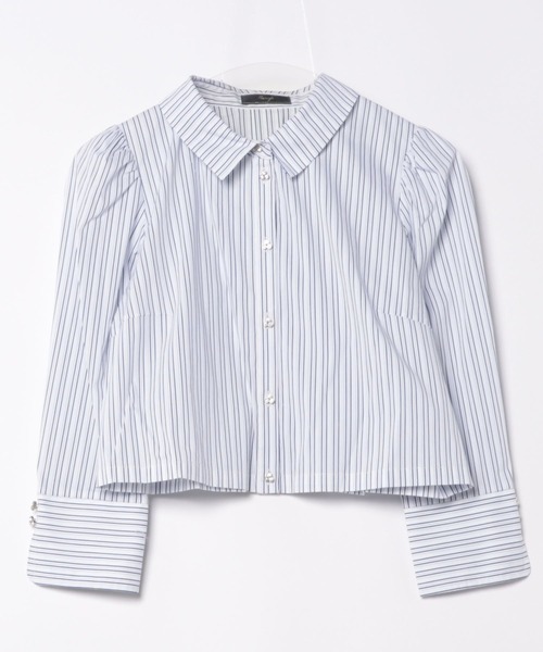 SWINGLE（スウィングル）の「ラインストーン釦ショート丈シャツブラウス（シャツ/ブラウス・レディース・オフホワイト/ブルー系その他/ホワイト系その他・FREE）」の18枚目の写真