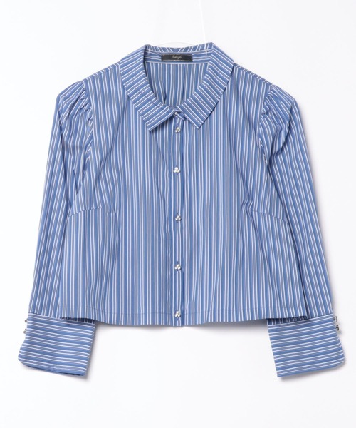 SWINGLE（スウィングル）の「ラインストーン釦ショート丈シャツブラウス（シャツ/ブラウス・レディース・オフホワイト/ブルー系その他/ホワイト系その他・FREE）」の19枚目の写真