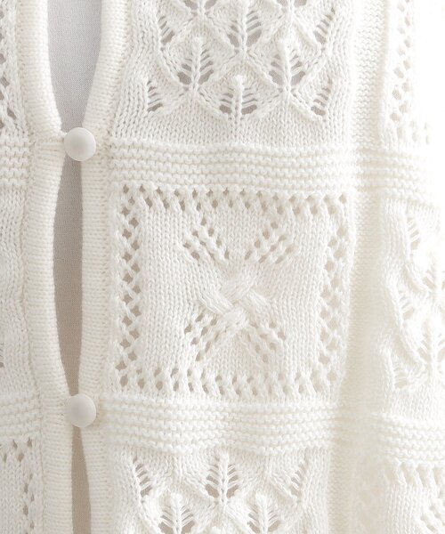 OPAQUE.CLIP（オペークドットクリップ）の「◆クロッシェ編み風コットンニットカーディガン【洗える】（カーディガン/ボレロ・レディース・スモーキーグリーン系/チャコールグレー/ホワイト・42/38/40/36）」の7枚目の写真