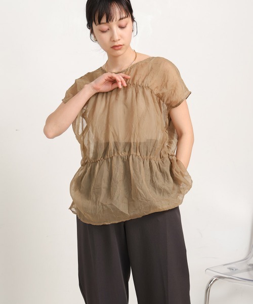 新品14,300円 ロペ マドモアゼル 2WAY  シフォン ギャザー ブラウス 前後2WAY衿ギャザーブラウス※WEB Store限定販売