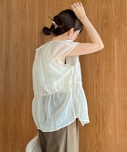 新品14,300円 ロペ マドモアゼル 2WAY  シフォン ギャザー ブラウス 前後2WAY衿ギャザーブラウス※WEB Store限定販売