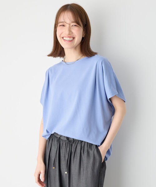 フレンチスリーブロゴTシャツ/接触冷感/洗える きれいめ派に]フレンチスリーブ ロゴTシャツ/接触冷感/洗える