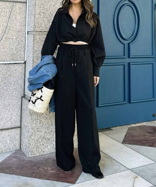 esutoreja（エストレジャ）の「ショートリボンシャツ（シャツ/ブラウス・レディース・ブラック/ホワイト/グレー・FREE）」の5枚目の写真