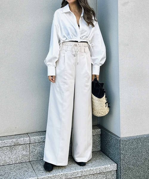 esutoreja（エストレジャ）の「ショートリボンシャツ（シャツ/ブラウス・レディース・ブラック/ホワイト/グレー・FREE）」の9枚目の写真