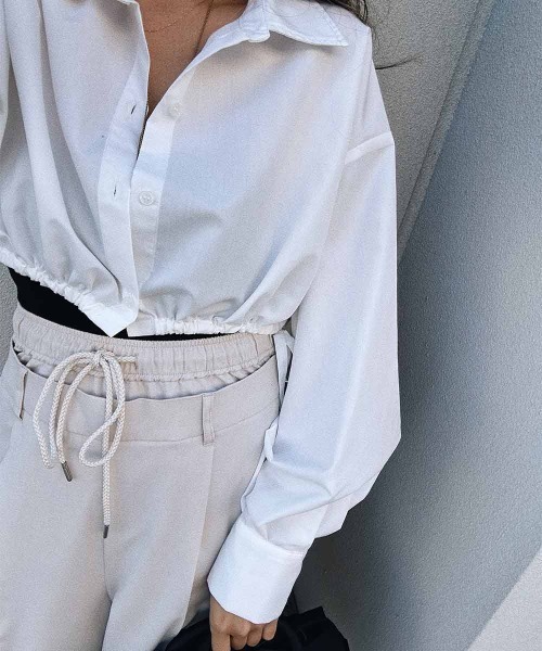 esutoreja（エストレジャ）の「ショートリボンシャツ（シャツ/ブラウス・レディース・ブラック/ホワイト/グレー・FREE）」の10枚目の写真