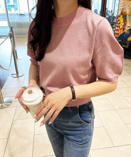 nelliy.（ネルリー）の「ラメパフスリーブニット（ニット/セーター・レディース・ブラック/ピンク/グレー・MEDIUM/LARGE）」の12枚目の写真