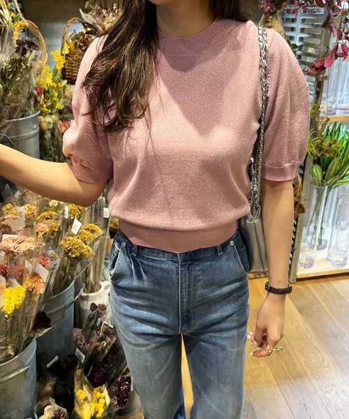 nelliy.（ネルリー）の「ラメパフスリーブニット（ニット/セーター・レディース・ブラック/ピンク/グレー・MEDIUM/LARGE）」の14枚目の写真